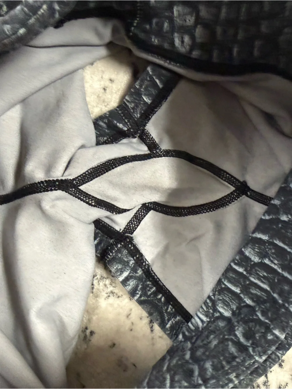 Textured Black Croc-Print Athletic Shorts